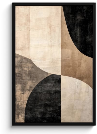 Poster in lijst - Fotolijst 60x90 cm - Posters - Abstract - Vlakken - Zwart - Rond - Posterlijst zwart - Decoratie - Wanddecoratie woonkamer - Muurdecoratie slaapkamer