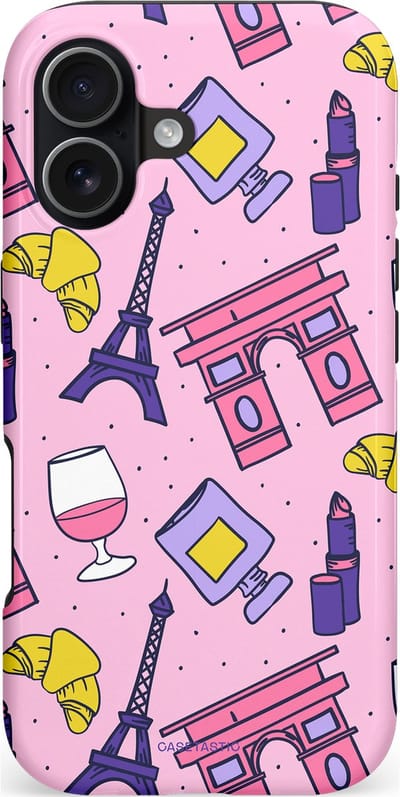 Casetastic hoesje geschikt voor Apple iPhone 17 - MagSafe - Dubbellaagse bescherming - Trip to Paris - Fashion Case - Lichtroze Lila