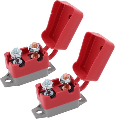Zekering Stroomonderbreker - Automatische Reset - Voertuig Bescherming - Dubbele Batterij Ondersteuning - 6-48 Volt 30 Ampere - Grijs Rood