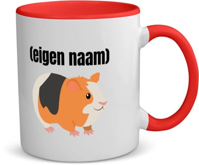Akyol - cavia met eigen naam koffiemok - theemok - rood - Cavia - iemand die cavia's heeft - cavia liefhebber - dieren - verjaardag - cadeau - kado - 350 ML inhoud