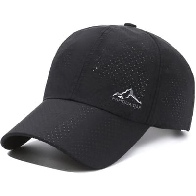Zomer Sneldrogende Heren Baseballpet Zon Hoed Dames Sportpet Kampeerhoed zwart