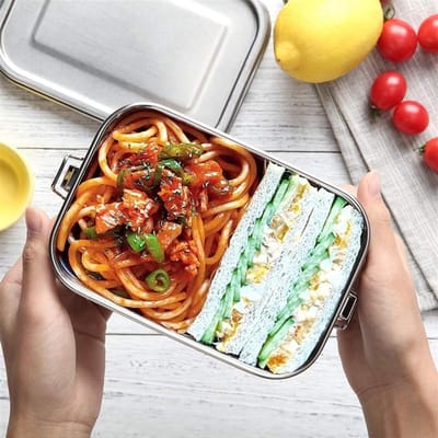 Lunchbox RVS - Bento Box - Gezonde Maaltijden Meenemen - Lekvrij Ontwerp - 800 ml - Zilver