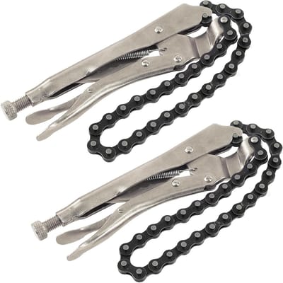 2 Stuks 9 Inch Vergrendelbare Kettingklem met 20 Inch Ketting, Robuuste Bankschroef met Stalen Klem en Snelle Ontgrendeling, Geschikt voor Diverse Vormen en Toepassingen