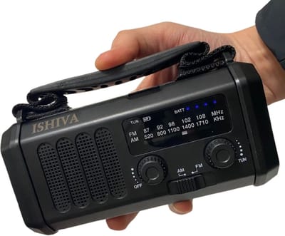 ISHIVA Noodradio - Noodradio Solar Opwindbaar - 10.000mAh - Noodradio Opwindbaar en Batterij - Draagbare Radio - Solar powerbank - Powerbank Zonneenergie - Noodpakket - Zaklamp - 2 jaar Garantie