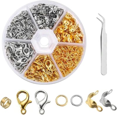460 stuks Jump Rings Kreeft Klauw Sluitingen Set Boxed Ronde Hoepels Metalen Ring met Pincet, Open Jump Rings Connectors, Sluitingen Sluitingen voor Sieraden DIY Craft Armband Hanger Ketting