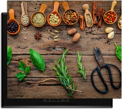 KitchenArt - Roots & Recipes - Inductie Beschermer - 65x52 cm - Kookplaat Beschermer - Luxe Afdekplaat Inductieplaat - Anti-slip & Oprolbaar - Beschermmat Inductiekookplaat