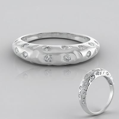 Cavill - Zilveren Ring Met 20 Cambodja Zirkonen 0,988 Ct - 925 Sterling Zilver Platina-Geplateerd - Elegante Damesring Bezelzetting Tijdloos