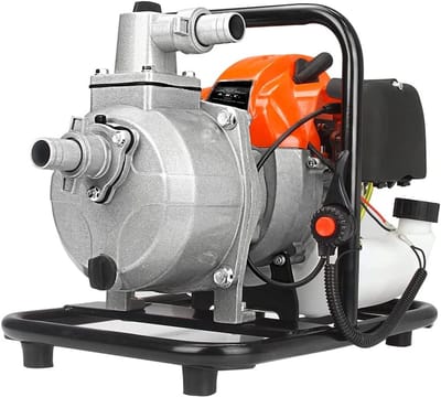 Motor Pomp - Waterpomp Verplaatsen - Tuin Irrigatie - Zelfaanzuigend 2-takt - 30m Opvoerhoogte - Staal Zwart Rood