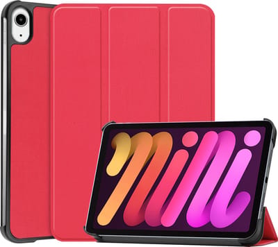 Hoesje - Geschikt voor Apple iPad Mini 6 (2021) - 8.3 inch - 6e Generatie - Dun & Stevig - Trifold Bookcase - Hard Cover - Hardcover Book Case - Tablet Hoes - Rood