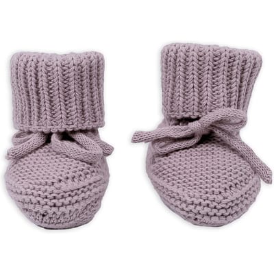 Lodger - Baby Slofjes Gebreid - Paars - 0-6 Maanden - Katoen - Newborn Slofjes & Babysokjes