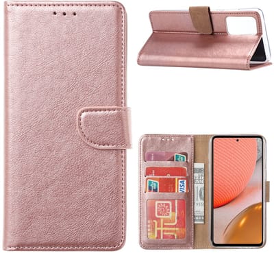 Hoesje Geschikt Voor Samsung Galaxy A72 hoesje bookcase Rose Goud - Hoesje Geschikt Voor Samsung Galaxy A72 5G portemonnee book case hoes cover