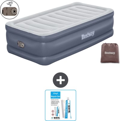 Bestway luchtbed - 1-Persoons - 97 x 191 x 51 cm - Grijs - Inclusief pomp - Reparatieset