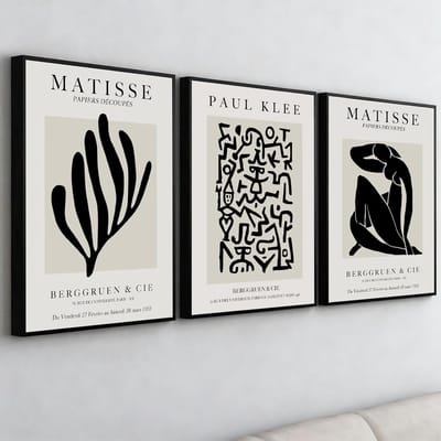 Abstracte Poster Set - Wanddecoratie Canvas - Woonkamer Inrichten - 3-delige Set - 50 x 70cm - Beige
