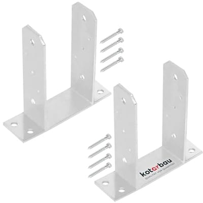 KOTARBAU® 2 stuks Paalhouder, Paalvoet, TT, Paaldrager, Verzinkt Staal, 100 mm, Zilver, Paalsteun, om te Schroeven, voor Houten Palen, voor Tuin
