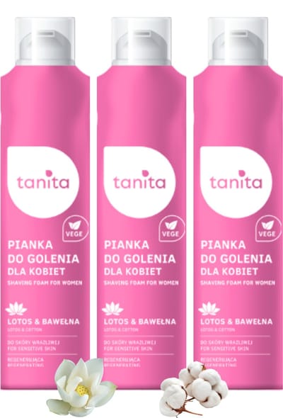 Tanita Scheerschuim Vrouwen Katoenzaadolie & Lotusbloem Extract - Speciaal voor droge en gevoelige huid - Gevoelige Lichaamsdelen Oksels Armen Bikinilijn - 3 x 200 ml