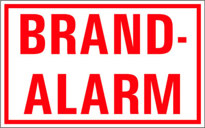Brandalarm tekstbord - kunststof 400 x 250 mm