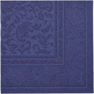 8x 20 Servetten ROYAL Collection 1/4 vouw 40 cm x 40 cm donkerblauw Ornaments