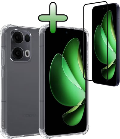Hoesje Met Screenprotector - Geschikt voor Oppo Reno 13 Pro - Sterk & Shockproof - Siliconen Case - Back Cover - Telefoon Hoes - Shock Proof - Transparant
