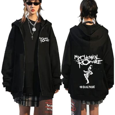Chemical Romance Mcr Dode Rits Trui Zwart Parade Punk Emo Rock Rits Sweatshirt Mannen S zwart