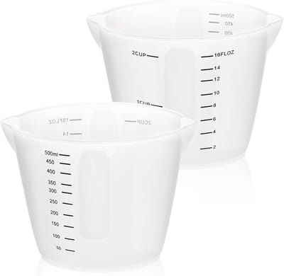 Herbruikbare Siliconen Maatbekers 500 Ml - Perfect voor Knutselen, Laboratorium en Keuken met Schaalverdeling, Set van 2