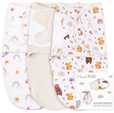Organisch Katoenen Inbaddle Sack - Verstelbare Wikkeldoeken voor Baby's 0-3 Maanden - Set van 3, Ideaal Cadeau voor Nieuwe Ouders