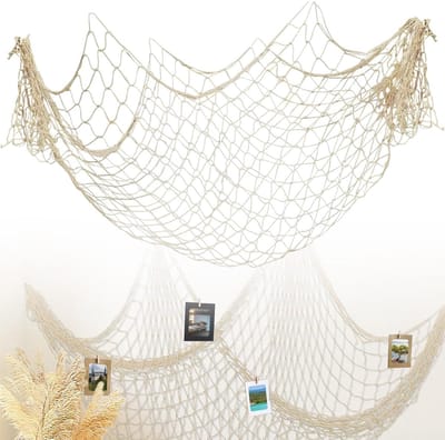 Dailygoods- Wanddecoratie Nautisch - Fotowand 100 x 200 cm - Katoenen Touw - Doe-het-zelf Decoratie - Mediterrane Stijl - Eenvoudig te Monteren - Muurdecoratie