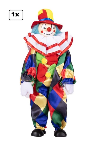 Clownspop Carnavallie met hoedje 30cm - Carnaval thema feest party feest optocht raam decoratie