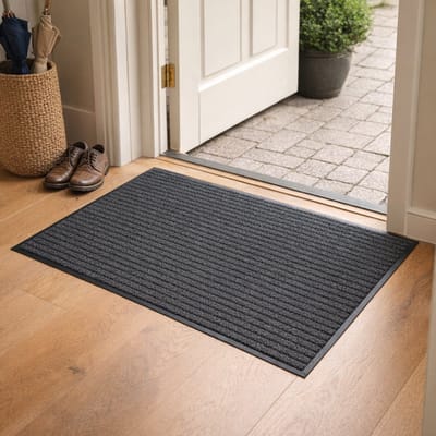 Deurmat - Schoonloopmat - Ribmat - 150x90 cm - Antraciet - Polypropyleen Naaldvilt - Antislip