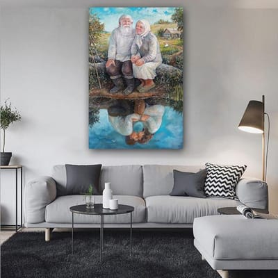 Vieux Couples Amoureux 5d Broderie Diamant DIY Mosaïque Diamant Peinture Diamant Point de Croix 20X30 gray
