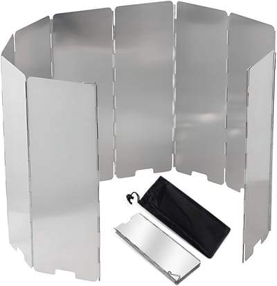 Vouwbare Aluminium Windscherm voor Campingkooktoestellen, Lichtgewicht en Compact met Opbergtas, Ideaal voor Buiten Koken en Bescherming tegen Wind