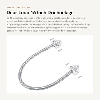 Deur Loop - 16 Inch - Driehoekige Einden - Exposed Plug-in Kabels - Stevig en Duurzaam - Ideaal voor Thuisgebruik - Aluminium