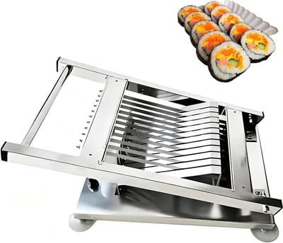 Sushi Rol Snijmachine - Keuken Snijder - Gelijkmatig Snijden - Stabiele Zuignap Basis - 13mm Snijbreedte - Zilver
