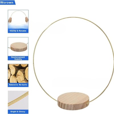 Centre de table Guirlande Métallique Dorée avec Support en Bois - Élégante Décoration Circulaire DIY pour Mariage, Aucune Alimentation Requise, Décorations d'Anniversaire or