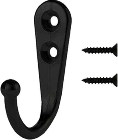 FSW-Products - 2 Stuks - Kapstokhaken - Ophanghaken - Kapstokhaken met Schroeven - Deurhaken - Kledinghaak - Zwart - Ophanghaak - Kapstok - Stalen haken - Schroefhaak