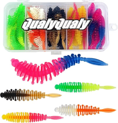 SnelShoppen - Zachte Kunstaas Snoek Set - Forel Grub Aas Wormen 40 Stuks - Superzacht Plastic Kunstaas voor Baars, Snoek, Forel - Kleur A - 5,7 cm