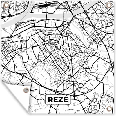 Tuin poster Stadskaart - Frankrijk - Kaart - Plattegrond - Rezé - Zwart wit - 200x200 cm - Tuindoek