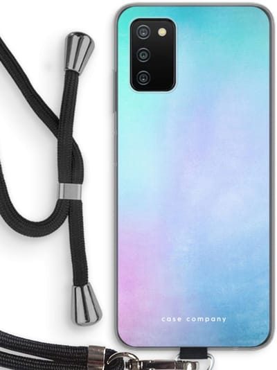 Hoesje met koord geschikt voor Samsung Galaxy A03S hoesje met Koord - Mist pastel - Telefoonhoesje met Zwart Koord - Bescherming aan alle Kanten en Over de Schermrand