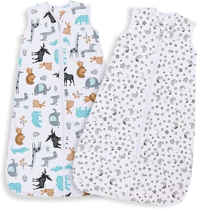Zomerse Babyslaapzak 0,5 TOG - 2 Stuks - Verstelbare Inbakerdoek voor Baby's van 85 tot 105 cm