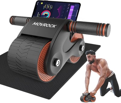 Ab Roller Wiel - Buikspierroller Fitnesswiel - Core Training - Automatische Rebound Functie - 35 cm - Oranje