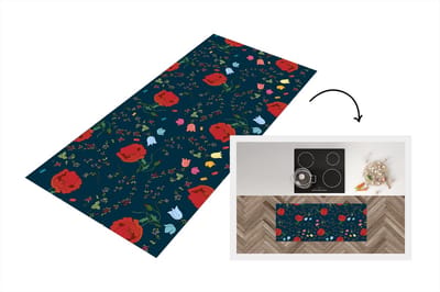 Keukenloper - Loper keuken - Regenboog - Bloemen - Design - 120x50 cm - Keukenloper vinyl