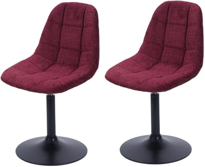 Set van 2 eetkamerstoelen MCW-A60, keukenstoel, draaistoel, staal MVG stof/textiel chenille (465 g/m²) ~ bordeauxrood