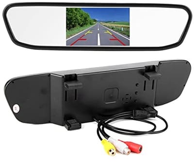 SPHProducts - Auto-achteruitkijkspiegel - HD 8 leds - Waterdicht en duurzaam - 4,3 inch - Achteruitrijcamera-monitorfunctie - Geschikt voor gemodificee...