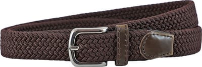 Houtkamp Smalle Elastische Dames Riem - Gevlochten Comfort Stretch Belt - 25 mm breed - Vrouwen Ceintuur - Bruin - Lengte totaal 100 cm / Riemmaat 85