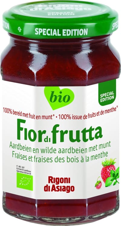 Fiordifrutta Aardbeien en wilde aardbeien met munt jam 250 gram
