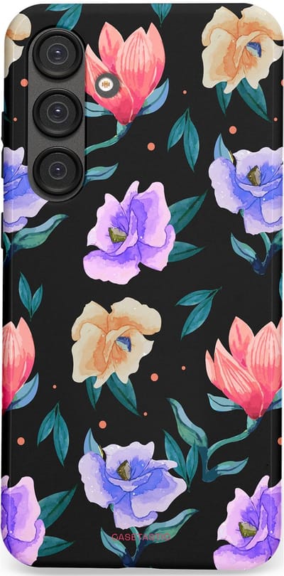 Casetastic hoesje geschikt voor Samsung Galaxy S25 Plus - Dubbellaagse bescherming - Avondtuin - Fashion Case - Zwart Petrol Lavendel