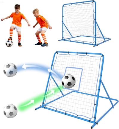 Triumpunpre 2-in-1 voetbaldoel, met verstelbaar rebound-net, perfect voor het trainen van passen en balcontrole, verstelbaar draagbaar, binnen en buiten