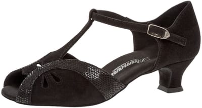 Diamant 019 - 011 - 208 - Comfortabele Latin Dames Dansschoenen - Lage 4.2cm spaanse hak - Zwart Suede - Handige druksluiting - Schokdempend hiel - Suede zool - Latin, Ballroom, Tango, Salsa, Kizomba, Bachata - Diamant - Zwart - 38.5