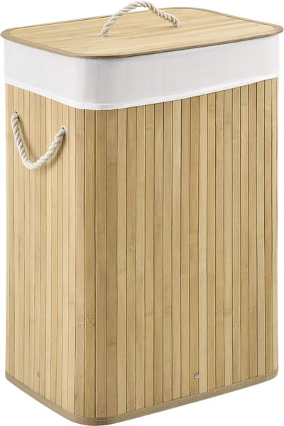 Bamboe Wasmand Curly - 72 L - Natuur - Uitneembare Waszak