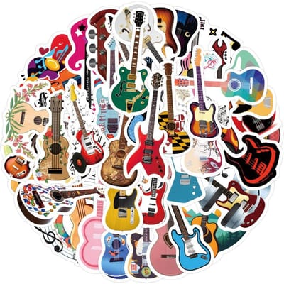 55 Stuks Gitaar Gepersonaliseerde Graffiti Stickers Voor Bagage Waterflessen Schrijfwaren Auto's Laptops Decoraties Diy Stickers black