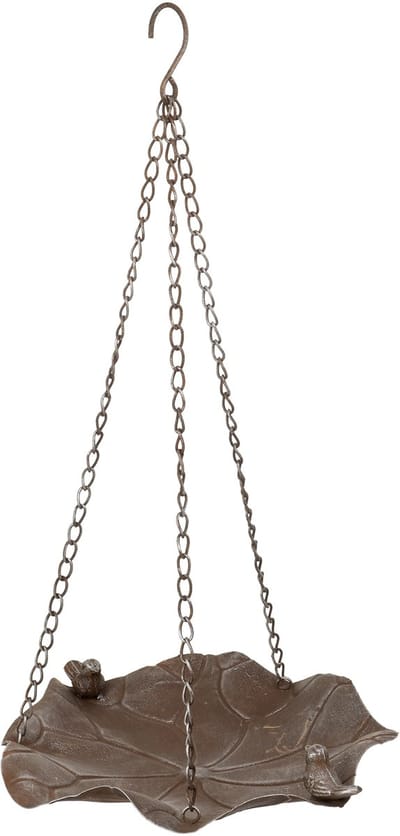 Moritz vogelbad om op te hangen 35 x 58 x 31 cm, metaal bruin met ketting, wildvogelbad